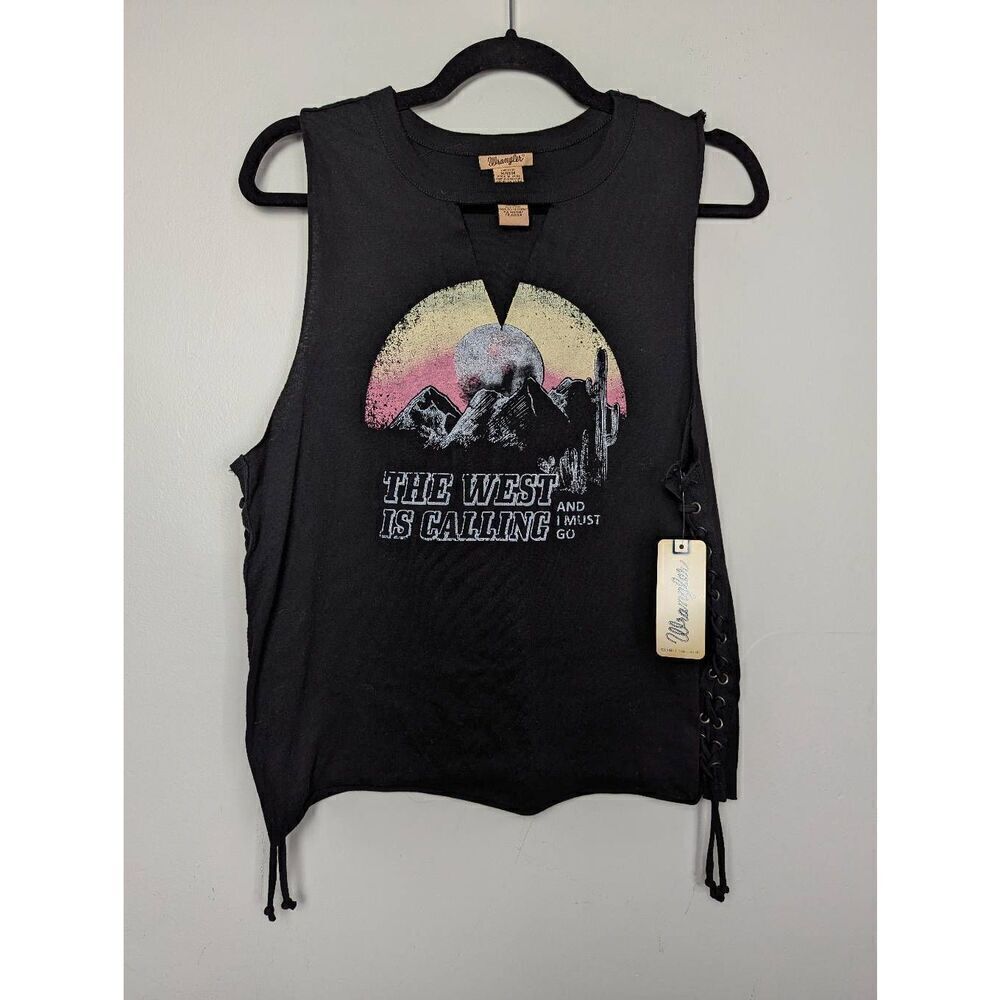 Wrangler the west is calling side lace-up tank Medium